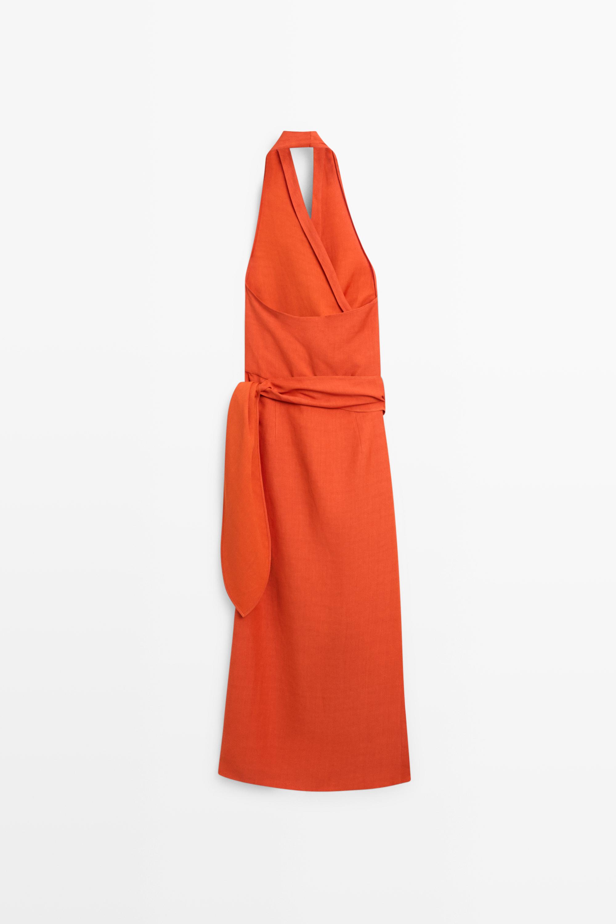 Draped midi dress with bow detail